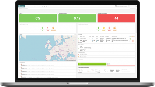 Visualize toda a sua organização em um único painel com o monitoramento de infraestrutura do OP5 Monitor