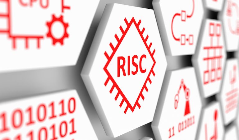 RISC concept cell blurred background 3d illustration