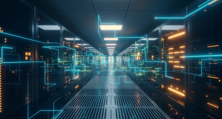 panels in the server room of the data center