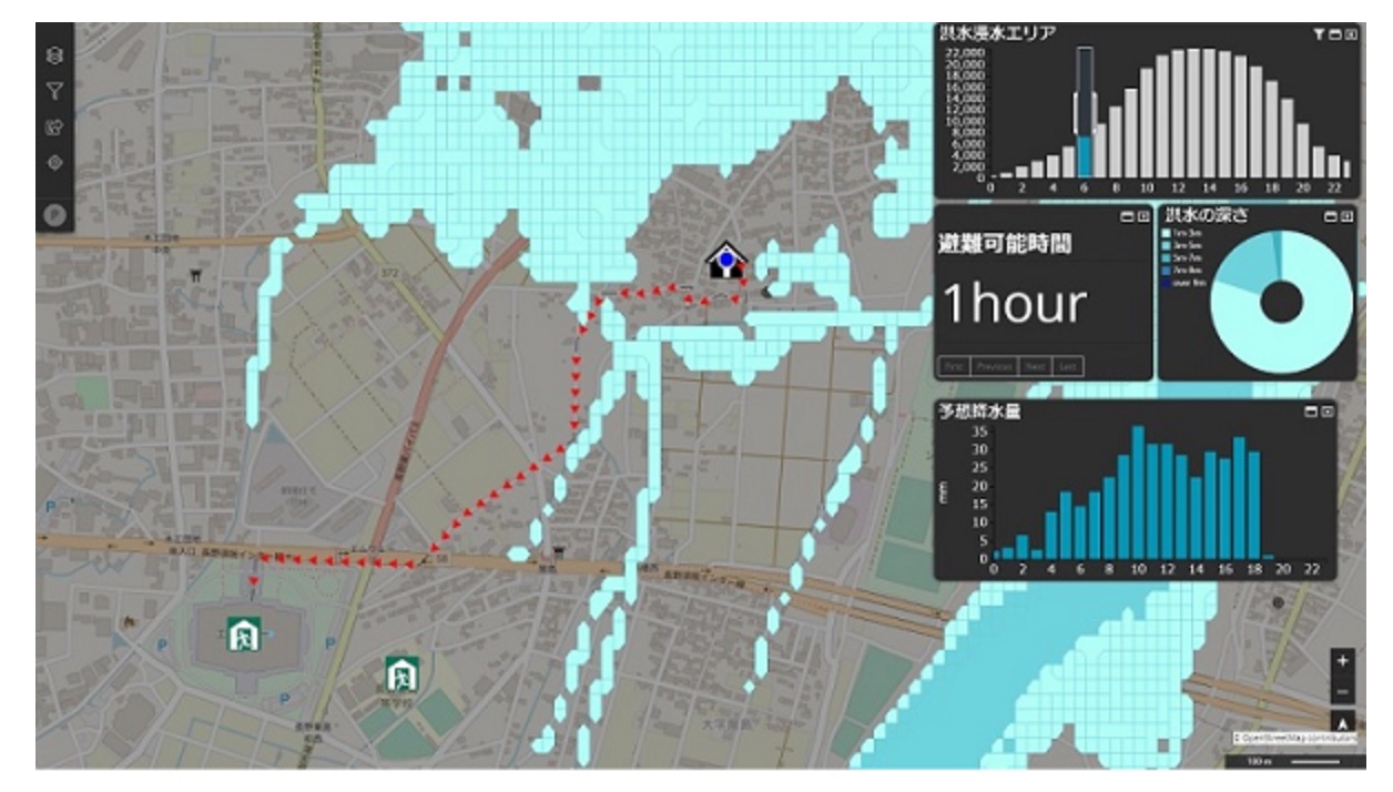 Visualization of disaster situations by advanced flood forecasting