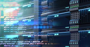 computer server racks in datacenter