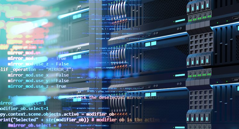 computer server racks in datacenter