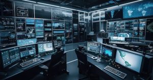 monitors in control room