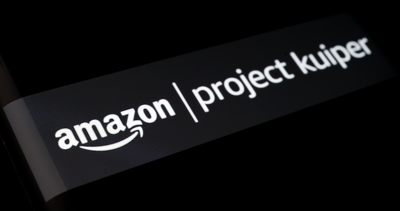 Amazon Project Kuiper logo seen on smartphone screen.