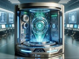 image of a futuristic artificial intelligence unit designed by GenAI