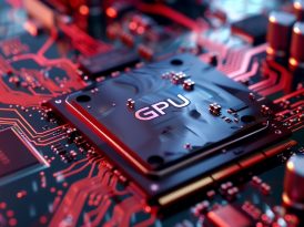 A close-up view of a high-performance GPU