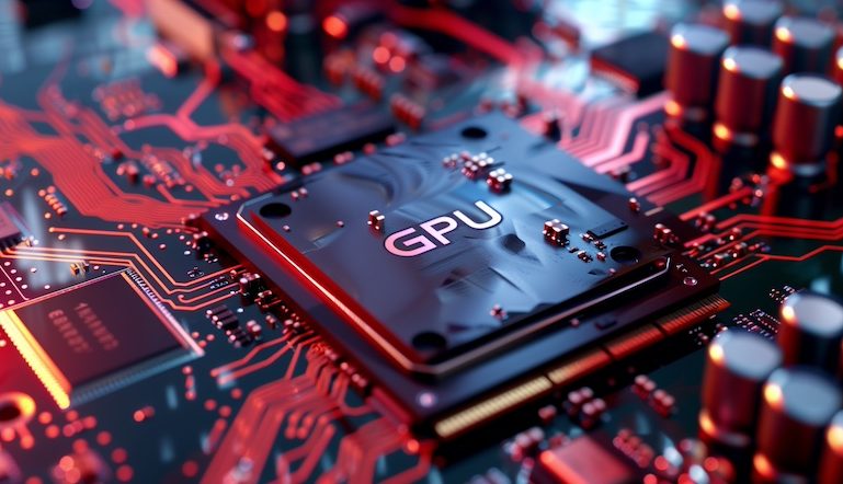 A close-up view of a high-performance GPU