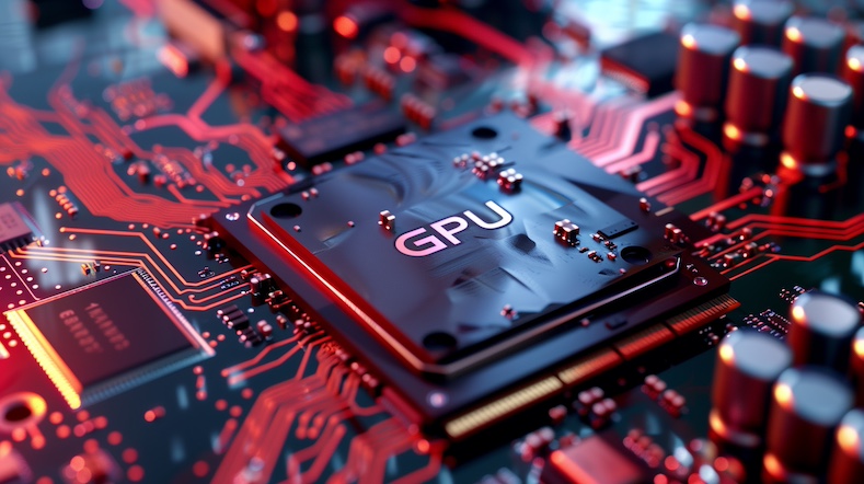 A close-up view of a high-performance GPU