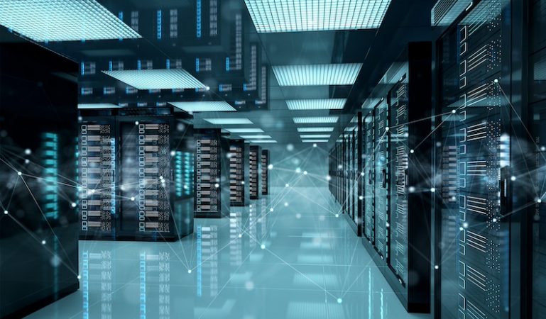 Connection network in dark servers data center room storage systems